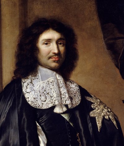 细节：“让·巴蒂斯特 (Jean-Baptiste) Colbert (1619-1683) 路易十四大臣的肖像”” Claude Lefebvre (1632-1675) 的绘画。 1666 太阳。 1,3x0,96 m 作者 克劳德·勒费弗