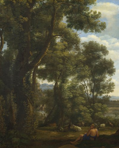 "Paysage avec chevrier et chevres"（有羊倌和山羊的风景） 克劳德-洛兰（1600-1682）1637年画作 布面油画 Dim 52x42 cm 伦敦国家美术馆，Londres 作者 克劳德·洛兰