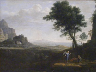 德语：Hagar und Ismael in der Wüste 哈加和伊斯玛尔在沙漠中 作者 克劳德·洛兰