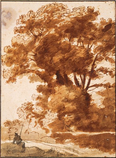 树木与静息牧群，1630年代 作者 克劳德·洛兰