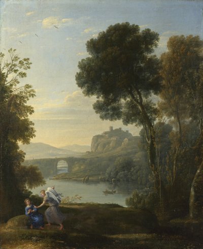 与夏甲和天使的风景，1646年 作者 克劳德·洛兰