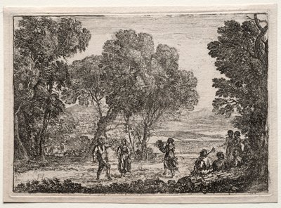 与乡村舞蹈小碟景观，c。 1637。 作者 克劳德·洛兰