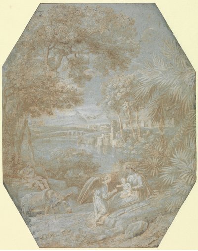 逃往埃及时的风景与其余人，1645年。 作者 克劳德·洛兰