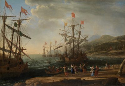 特洛伊妇女向车队纵火，约。 1643年。 作者 克劳德·洛兰