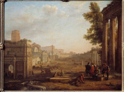 罗马Campo Vaccino景观 1630年左右的罗马广场--克劳德-盖勒（1600-1682）的画作 17世纪 太阳 0,56x0,72米 巴黎，卢浮宫博物馆 作者 克劳德·洛兰