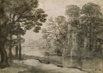树丛中的水磨，约1635-1638年 作者 克劳德·洛兰