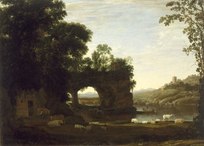 景观与岩石拱和河，c.1628-30 作者 Claude Lorrain