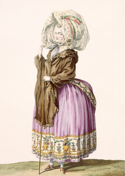 Polysoise，由Voysard雕刻，来自&39;Galeries des Modes et Costumes Francais&39;的第84号，c.1778-87 99：衣服;传统服饰;传统服饰;时尚;插图; C 作者 克劳德·路易·德斯赖斯