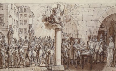 寡妇Morin和她的女儿Angelique Delaporte在Conciergerie受到惩罚，因为1812年签名暴力（敲诈，墨水和洗漱）敲诈勒索罪 作者 克劳德·路易·德斯赖斯