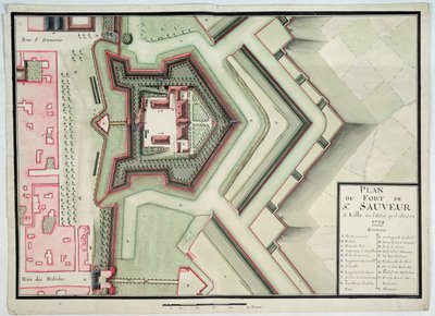 1728年，里尔圣索沃尔堡，来自&39;Traite de Fortifications&39;（笔墨和纸上的wc） 作者 克劳德·马斯