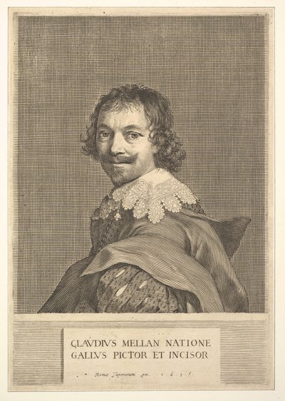 克劳德·梅伦（Claude Mellan）：《自画像》，1635年。 作者 克劳德·梅伦