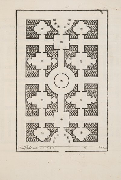 花坛设计，摘自《计划与花园剧院》，1652年出版（雕刻）。 作者 克劳德·莫莱特