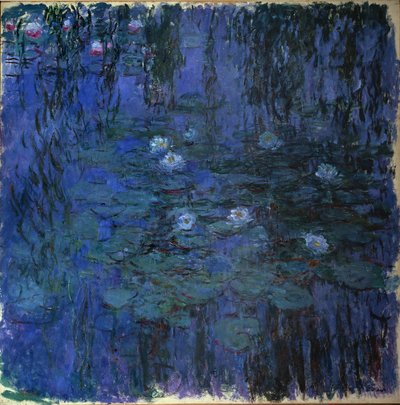 蓝色睡莲（布面油画，c.1916-19） 作者 克劳德·莫奈