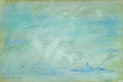 船在泰晤士河上，阴霾效果；泰晤士河上的船，起雾效果，1901年 作者 克劳德·莫奈