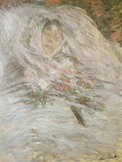 卡米尔·莫奈（1847-79）在她的死亡床上，1879年 作者 Claude Monet