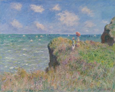 普尔维尔的悬崖散步，1882年。 作者 Claude Monet