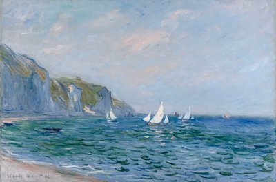 普维尔的悬崖和帆船 作者 Claude Monet