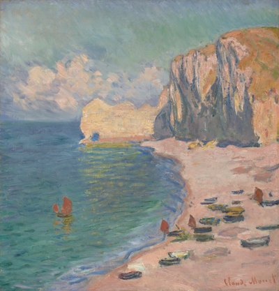 埃特雷塔：海滩和阿蒙法拉兹，1885年。 作者 Claude Monet