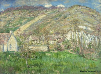 吉维尼附近悬崖上的哈姆雷特； Hameau de Falaises pres吉维尼，1885年 作者 克劳德·莫奈