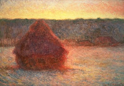 干草堆在日落，寒冷的天气，1891年 作者 克劳德·莫奈