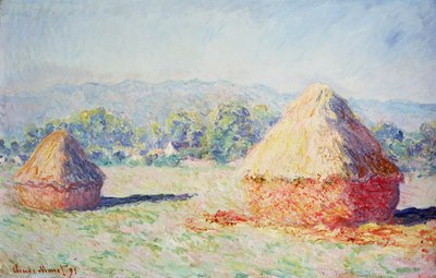 干草堆在阳光下，早晨效应，1891年 作者 克劳德·莫奈