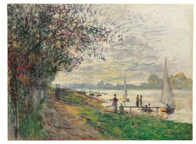 Petit-Gennevilliers银行，落日，1875年 作者 克劳德·莫奈