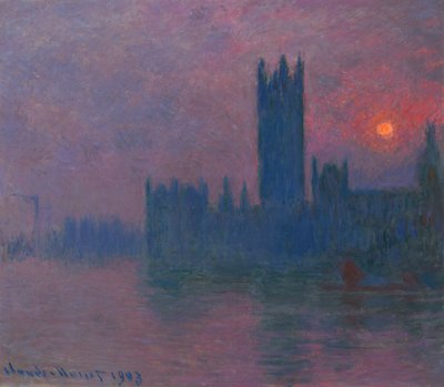 议会，夕阳，约 1900-03 年（布面油画） 作者 克劳德·莫奈