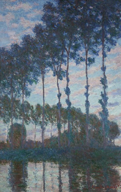 埃普特河两岸的白杨树，傍晚效果，1891年 作者 克劳德·莫奈