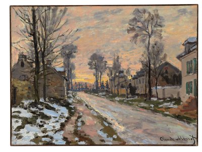 通往卢浮宫的路，融雪，落日，约1869-70年 作者 克劳德·莫奈