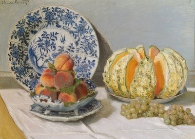 静物与瓜。 1872年 作者 克劳德·莫奈