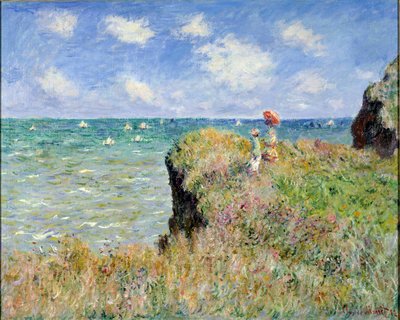 走在悬崖边缘，普尔维尔 作者 Claude Monet