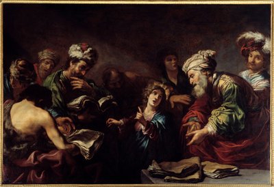 医生中的耶稣。克劳德-维农（1593-1670）的画作 作者 Claude Vignon