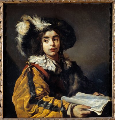 年轻的歌手 Claude Vignon (1593-1670) 17 世纪 Sun 的绘画。 0.95x0.9 米 作者 克劳德·维尼翁