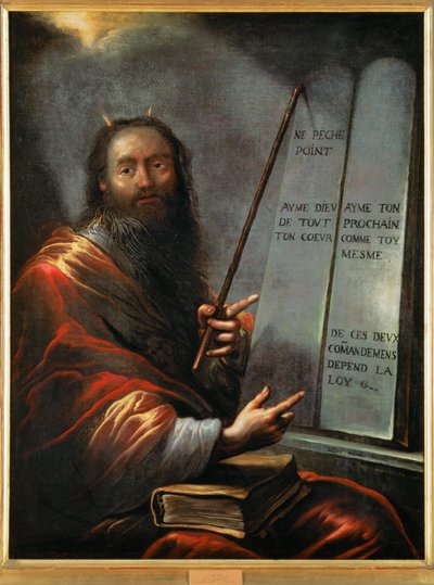 摩西与法板（布面油画） 作者 Claude Vignon