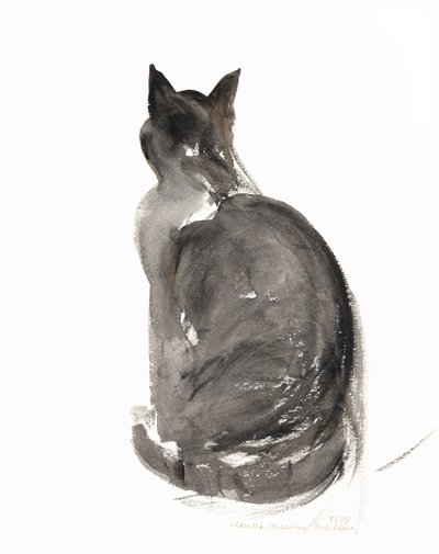 猫，1985（水彩画） 作者 克劳迪娅·哈钦斯（Claudia Hutchins）