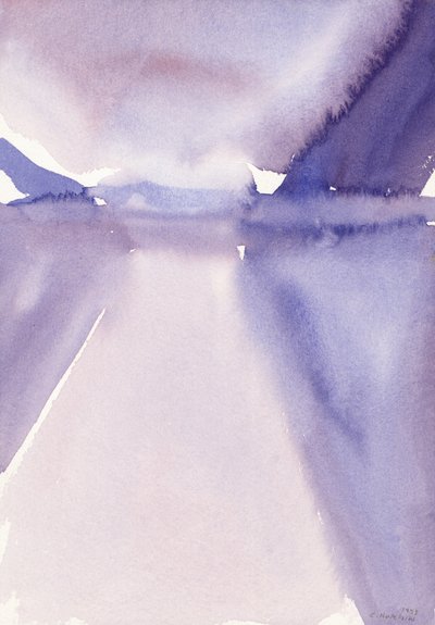 高山湖泊，1993年（水彩画） 作者 克劳迪娅·哈钦斯（Claudia Hutchins）