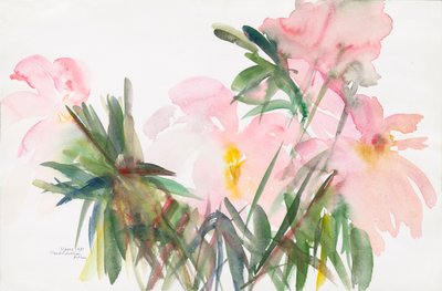 Peonies，1987，（纸上水彩） 作者 克劳迪娅·哈钦斯（Claudia Hutchins）