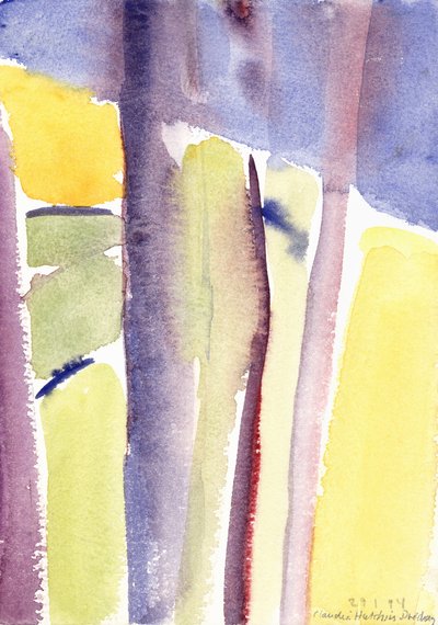 俯瞰湖泊的树木，1994年（水彩画） 作者 克劳迪娅·哈钦斯（Claudia Hutchins）