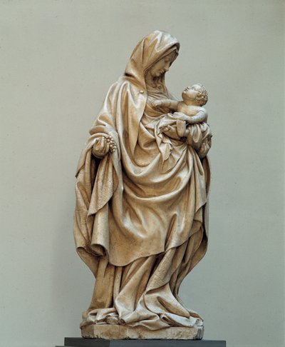 带有葡萄雕像的圣母像，出自 Claus Sluter 学院的 Claus de Werve（1380-1439 年）。 15世纪。 Auxonne (Cote d