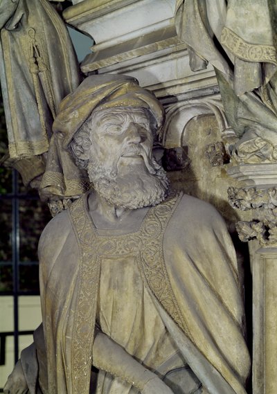 摩西之井，丹尼尔的细节来自六角形基座，1395-1404石 作者 Claus and Malouel, Jean Sluter