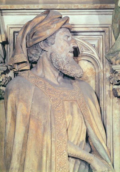 摩西之井，丹尼尔的细节来自六角形基座，1395-1404石 作者 Claus and Malouel, Jean Sluter