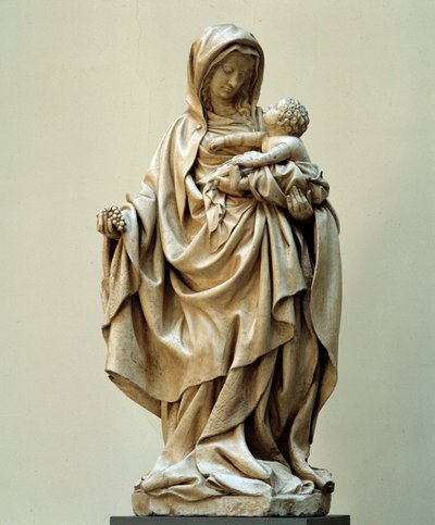 带葡萄的圣女雕像，归功于克劳斯-德-沃尔夫（1380-1439）的克劳斯-斯鲁特学校。15世纪。奥克松（Cote d