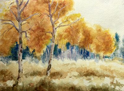 泰顿秋天的芦花，2011 年（水彩画） 作者 克莱夫·威尔逊