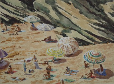 海滩、岩石和遮阳伞 作者 克莱夫·威尔逊