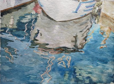 克罗地亚的反思，2011 年（水彩画） 作者 克莱夫·威尔逊