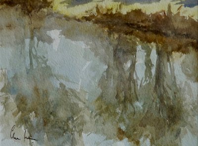 金特伯里运河--春天的早晨，2003 年（水彩画） 作者 克莱夫·威尔逊