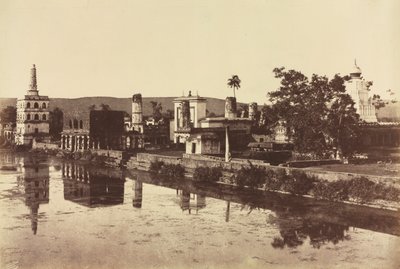 Bunshunkuree的水箱和神庙，c。 1857年。 作者 托马斯·比格斯上校