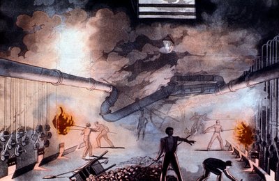 1822年，伦敦布里克巷煤气灯公司的充电甑。 作者 科林·麦肯齐