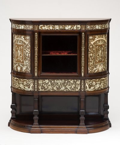 展示柜，约 1890 年（红木镶嵌象牙，原始天鹅绒衬里） 作者 柯林森和洛克