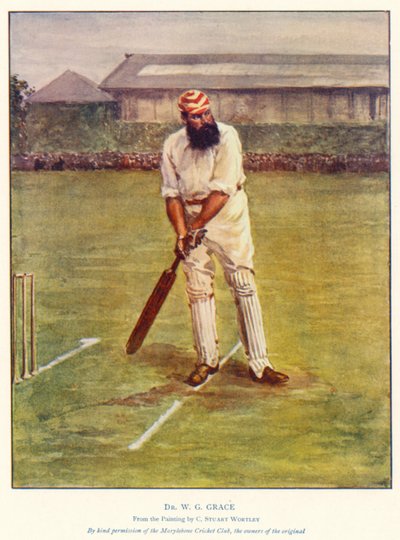 W G Grace 博士（彩色石版画） 作者 斯图尔特·沃特利上校